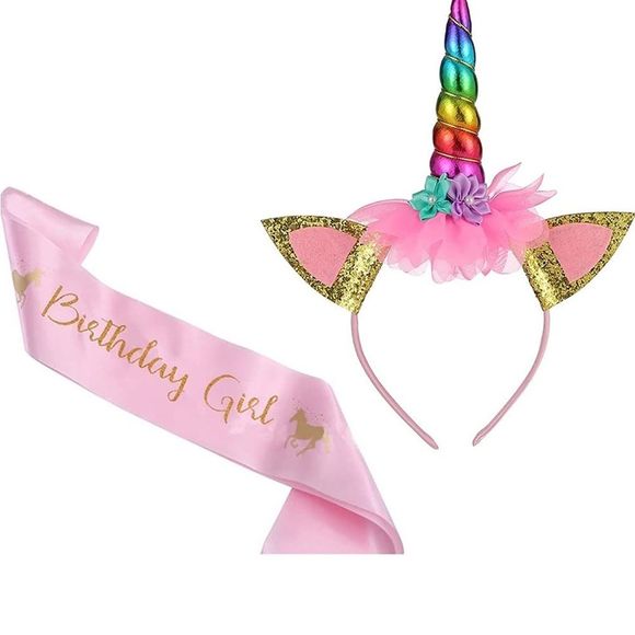 Unicorn Dress for Girls Unicorn Costume with Headband & Satin Sash Birthday NWT - Picture 4 of 7